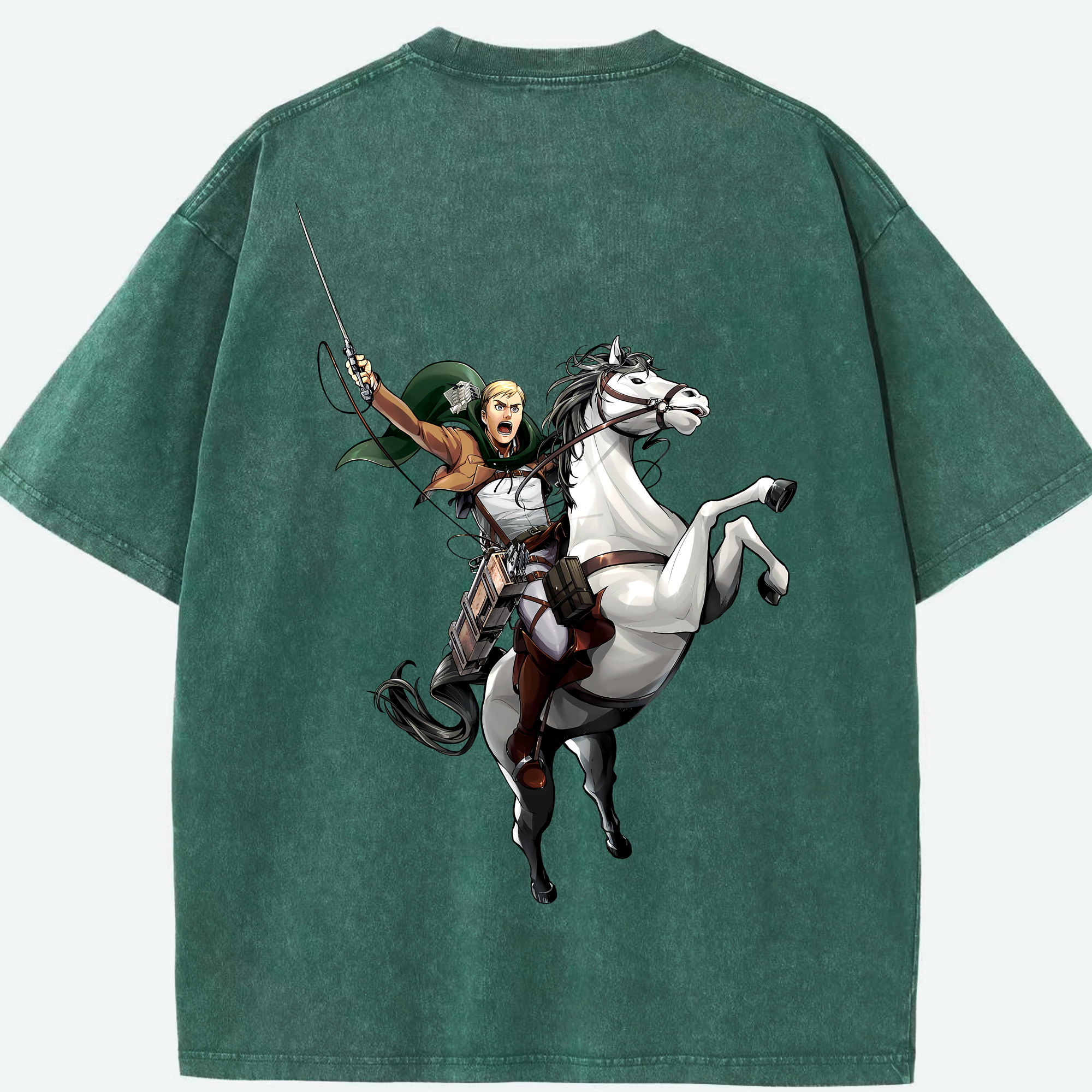 （画像用） 進撃の巨人 エルヴィン・スミス Attack on Titan Erwin Smith 綿100% ヴィンテージ風 半袖Tシャツ（背面プリント）